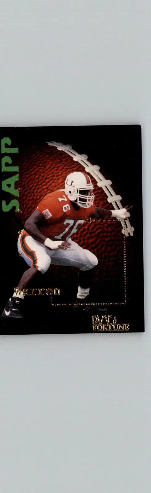 1995 Signature Rookies Fame and Fortune #84 Warren Sapp Miami Hurricanes - Football Card Single