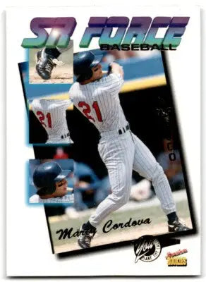1995 Signature Rookies Marty Cordova baseball trading card featuring Minnesota Twins player