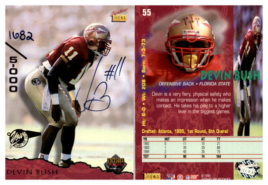 1995 Signature Rookies Tetrad #55 Devin Bush 1682/5000 Autograph Florida State - Football Card Single