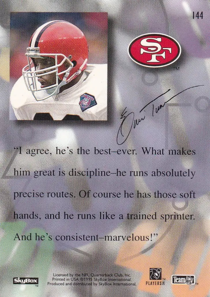 1995 SKYBOX #144 JERRY RICE STYLE POINTS- SAN FRANCISCO 49ERS