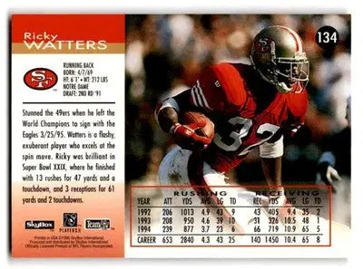 1995 Skybox Football Impact Ricky Watters #134 San Francisco 49ers - Football Card Single