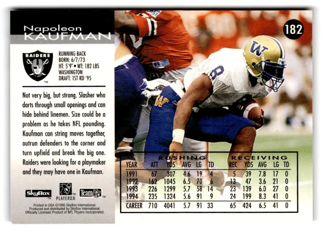 1995 SkyBox Impact #182 Napoleon Kaufman - Football Card Single