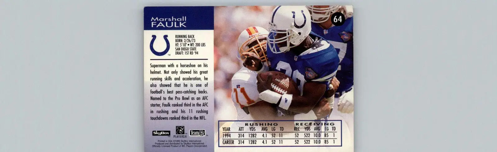 1995 SkyBox Impact #64 Marshall Faulk Indianapolis Colts - Football Card Single