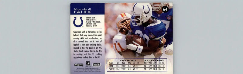 1995 SkyBox Impact #64 Marshall Faulk Indianapolis Colts - Football Card Single