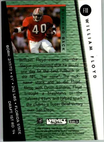 Original gloss SkyBox Impact Fox F10 William Floyd football card in NM-MT condition