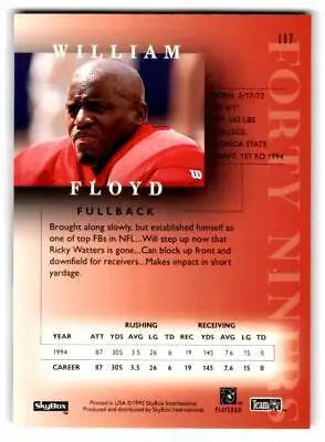 William Floyd 1995 SkyBox Premium #117 trading card displayed for collectors
