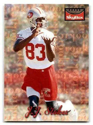 Football player in uniform from 1995 SkyBox Premium trading cards J.J. Stokes