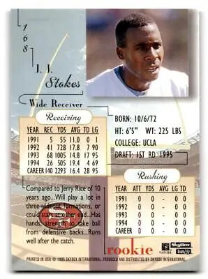J.J. Stokes football card from 1995 SkyBox Premium trading cards collection