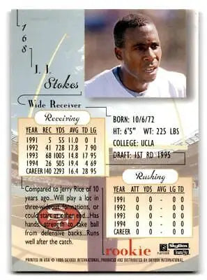 1995 SkyBox Premium #168 J.J. Stokes trading card featured in premium sports collection