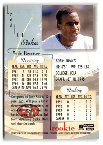 1995 SkyBox Premium #168 J.J. Stokes NM Near Mint RC Rookie 49ers ID:70739 - Football Card Single