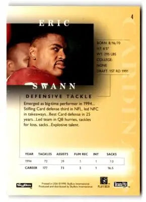 1995 SkyBox Premium #4 Eric Swann - Football Card Single