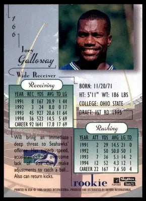 1995 SkyBox Premium Joey Galloway RC 166 Seattle Seahawks