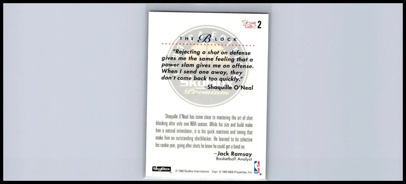 1995 SkyBox Shaquille O’Neal Commemorative Sheet Singles #S2 basketball trading card