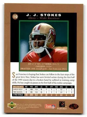 1995 SP #10 J.J. Stokes - Football Card Single