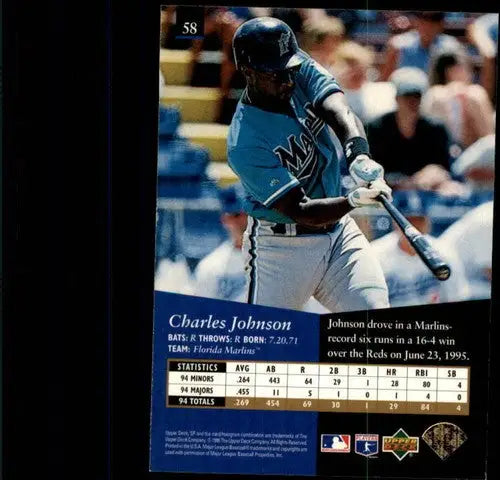 1995 SP #58 Charles Johnson NM-MT Marlins - Baseball Card Single