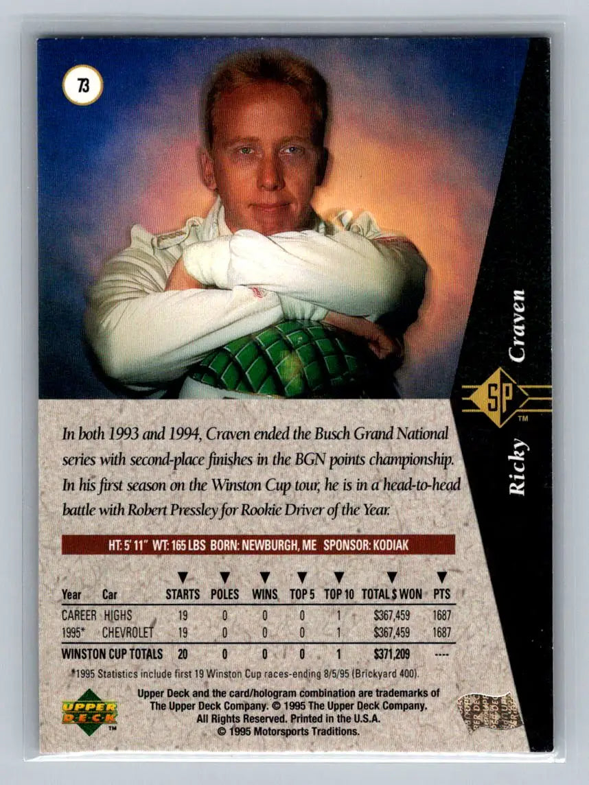 1995 SP #73 Ricky Craven Larry Hedrick Motorsports - Racing Card Single