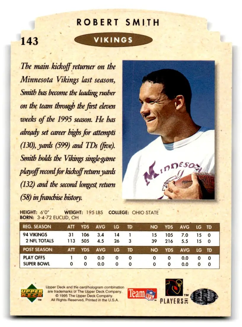 1995 SP Championship #143 Robert Smith Die Cuts - Football Card Single