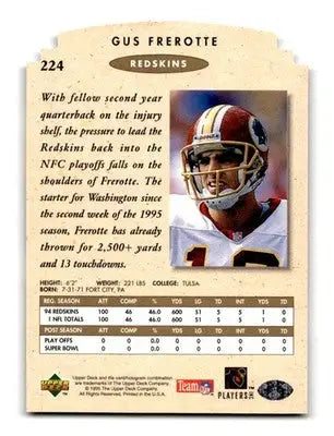 1995 SP Championship #224 Gus Frerotte Die Cuts - Football Card Single
