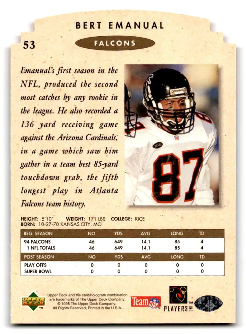1995 SP Championship #53 Bert Emanuel Die Cuts - Football Card Single