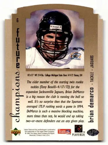 Original gloss of Brian DeMarco Jacksonville Jaguars football trading card from 1995 SP Championship