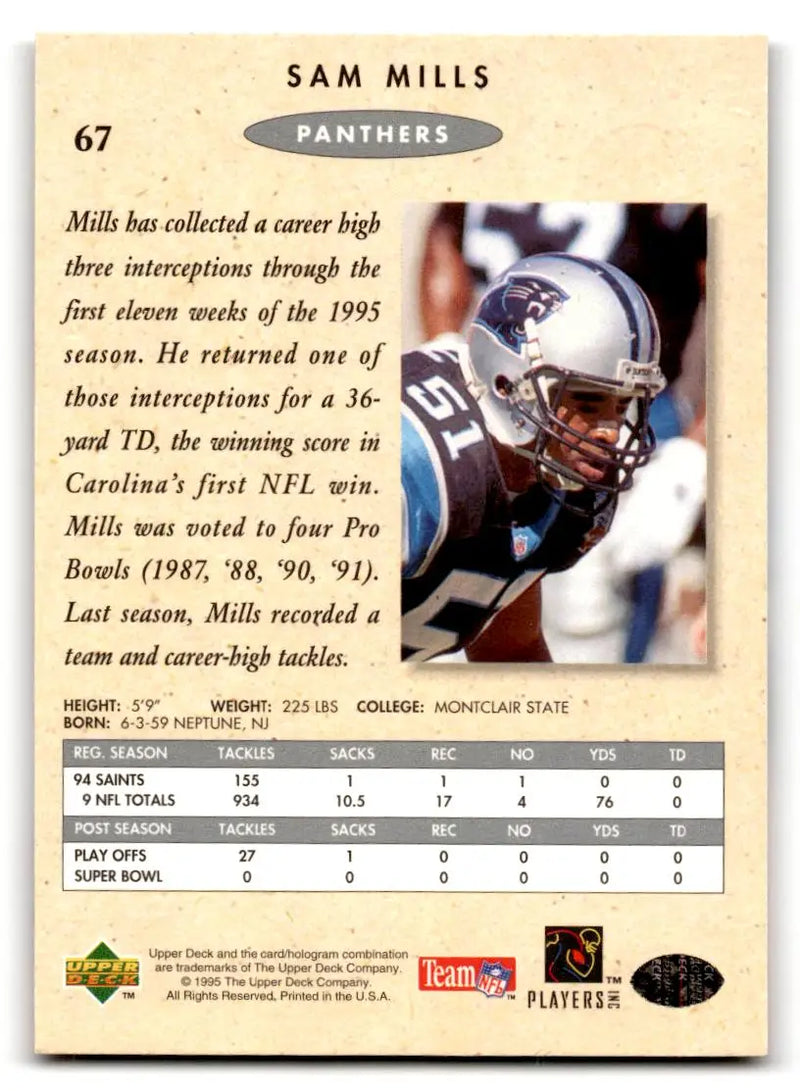 1995 SP Championship #67 Sam Mills - Football Card Single