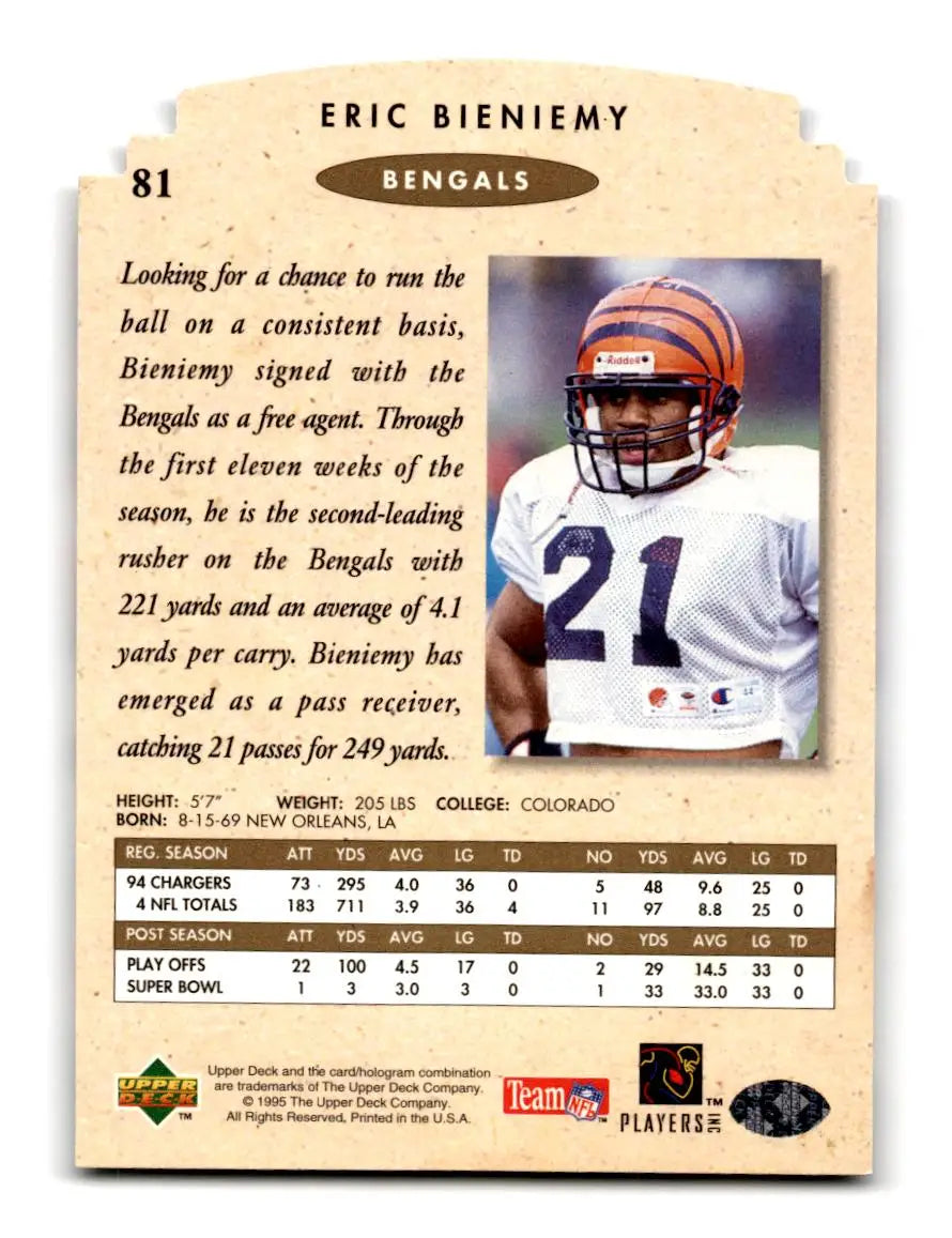 1995 SP Championship #81 Eric Bieniemy Die Cuts - Football Card Single