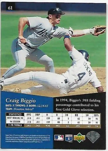 1995 SP Silver #61 Craig Biggio NM-MT Astros baseball card with original gloss finish
