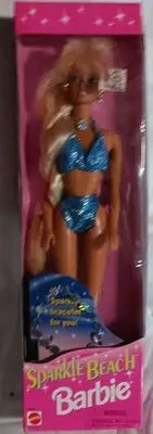 1995 Sparkle Beach Barbie Doll Long Blonde Hair Mattel #13132 NRFB New In Box - Collectibles