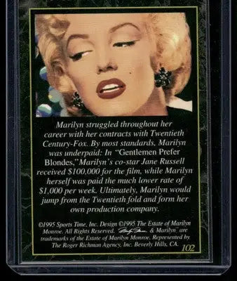 1995 Sports Time Marilyn Monroe Marilyn Monroe #102 - Non-Sports Card Single