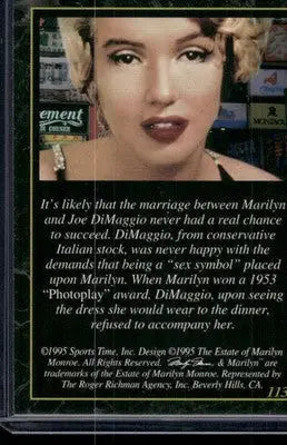 1995 Sports Time Marilyn Monroe Marilyn Monroe #113 - Non-Sports Card Single