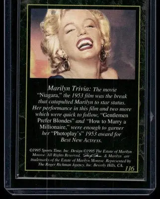 1995 Sports Time Marilyn Monroe Marilyn Monroe #116 - Non-Sports Card Single