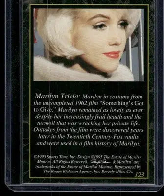 1995 Sports Time Marilyn Monroe Marilyn Monroe #123 - Non-Sports Card Single