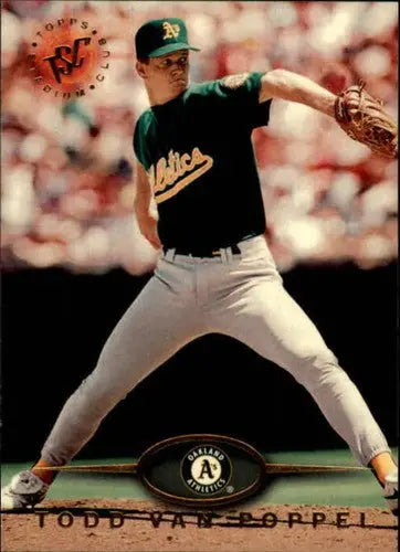 Original gloss baseball card of Todd Van Poppel from 1995 Stadium Club series