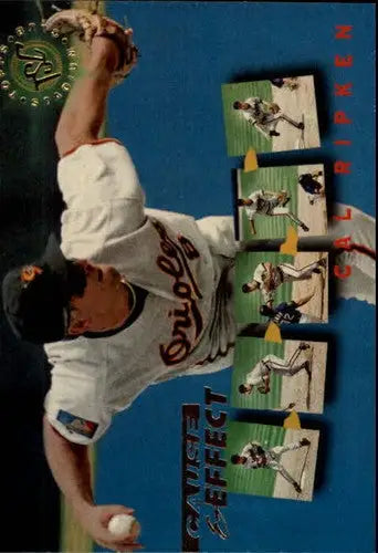 Original gloss baseball trading card of Cal Ripken Jr. from 1995 Stadium Club Orioles