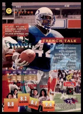 1995 Stadium Club Chris Warren 75 Seattle Seahawks