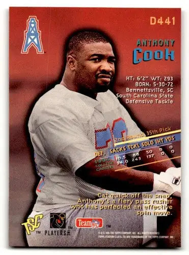 1995 Stadium Club Anthony Cook Houston Oilers football card with original gloss