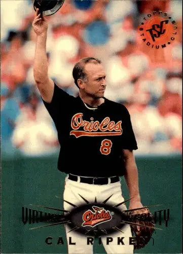 Original gloss baseball trading card of Cal Ripken Jr. in Orioles from 1995 Stadium Club Virtual