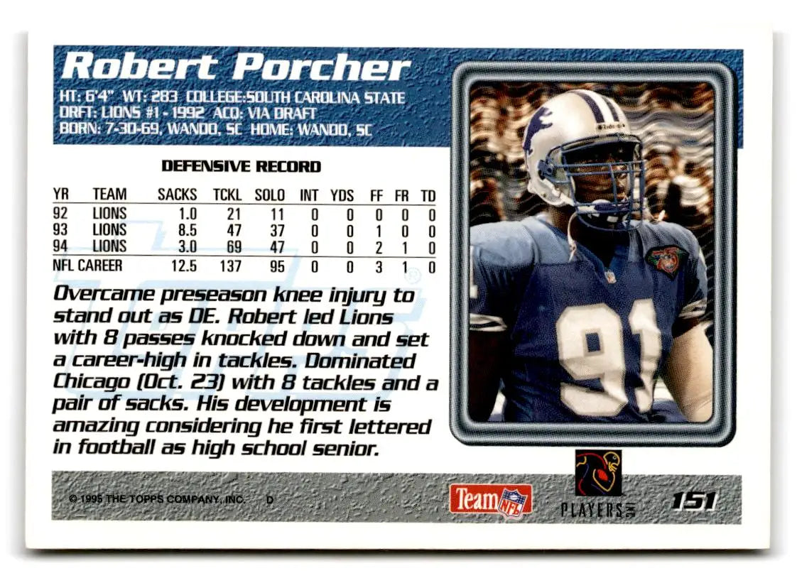 1995 Topps #151 Robert Porcher - Football Card Single