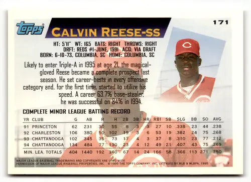 1995 Topps #171 Calvin Reese NM - Baseball Card Single
