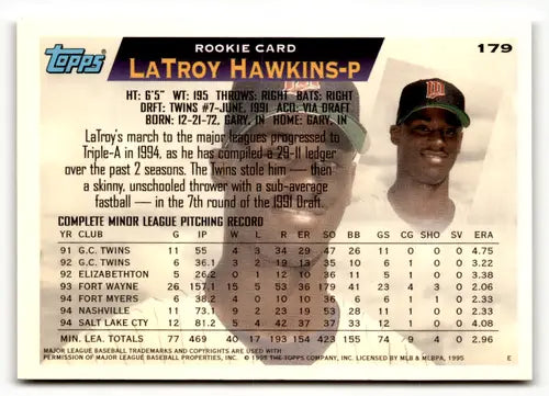 1995 Topps #179 LaTroy Hawkins NM - Baseball Card Single