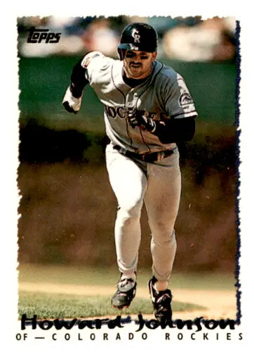 Original gloss baseball card of Howard Johnson from 1995 Topps #206 Rockies