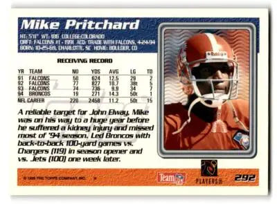 1995 Topps #292 Mike Pritchard - Football Card Single