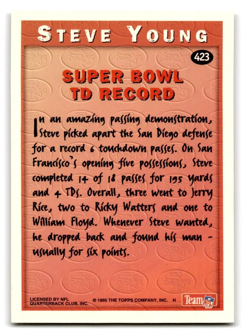 1995 Topps #423 Steve Young - Football Card Single