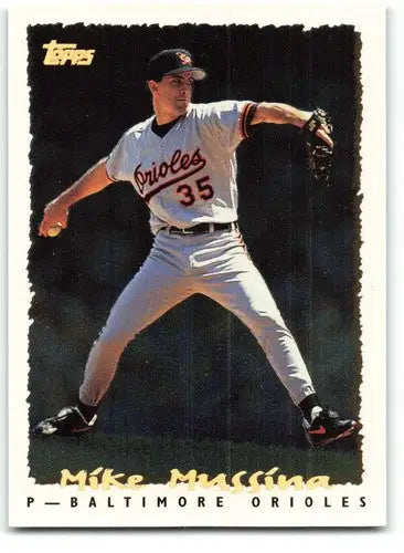 Original gloss baseball trading card of Mike Mussina Topps Cyber Stats Orioles NM-MT