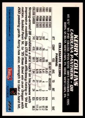 1995 Topps Kerry Collins RC 224 Carolina Panthers
