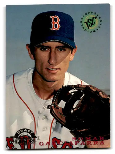 Nomar Garciaparra baseball card from 1995 Topps Stadium Club featuring Red Sox player