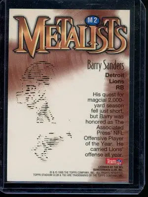 1995 Topps Stadium Club Barry Sanders #M2 Football - Football Card Single