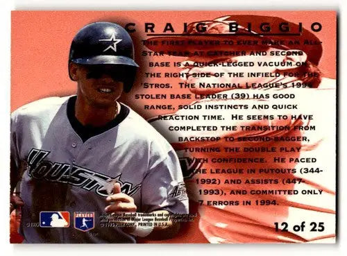 Original gloss Craig Biggio Houston baseball card from 1995 Ultra #12 Houston Astros