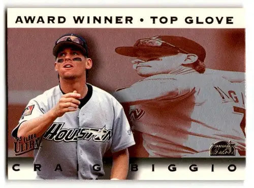 Original gloss Craig Biggio Houston baseball card from 1995 Ultra #12 Biggio Houston Astros