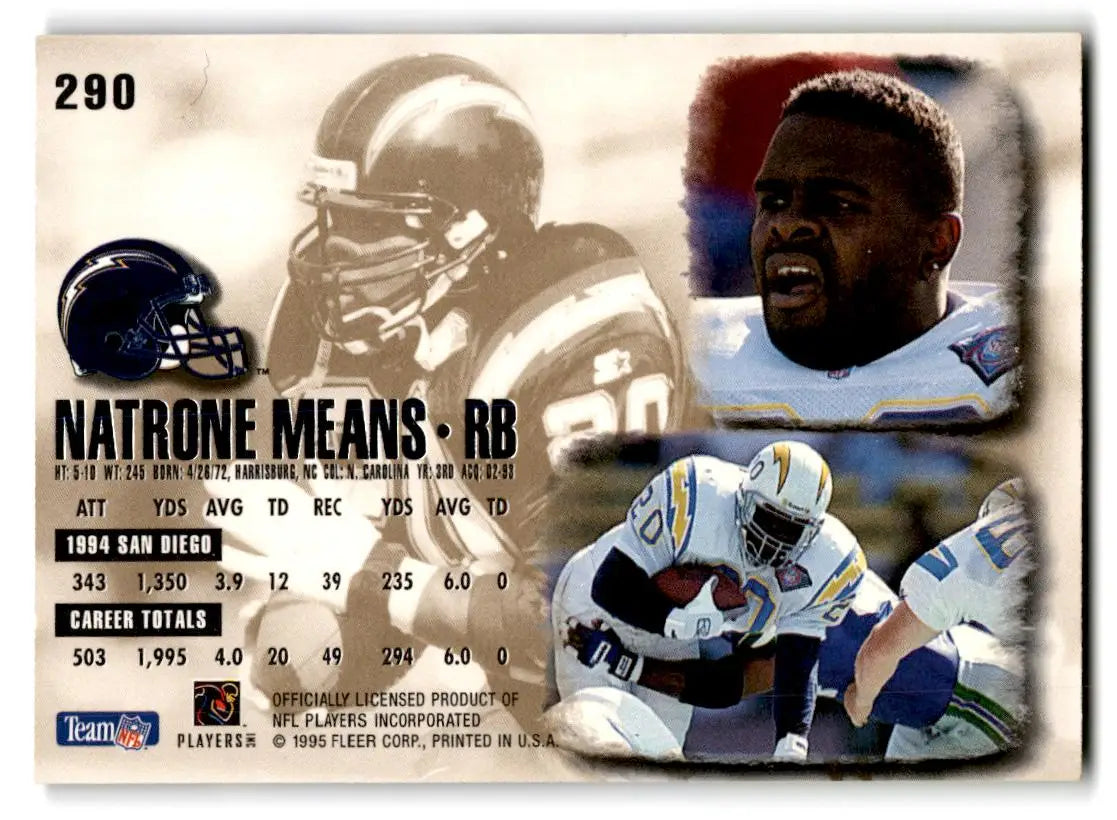 1995 Ultra #290 Natrone Means - Football Card Single